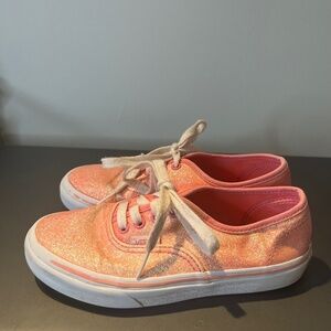 Vans big kids lace up glitter pink sneakers size 2